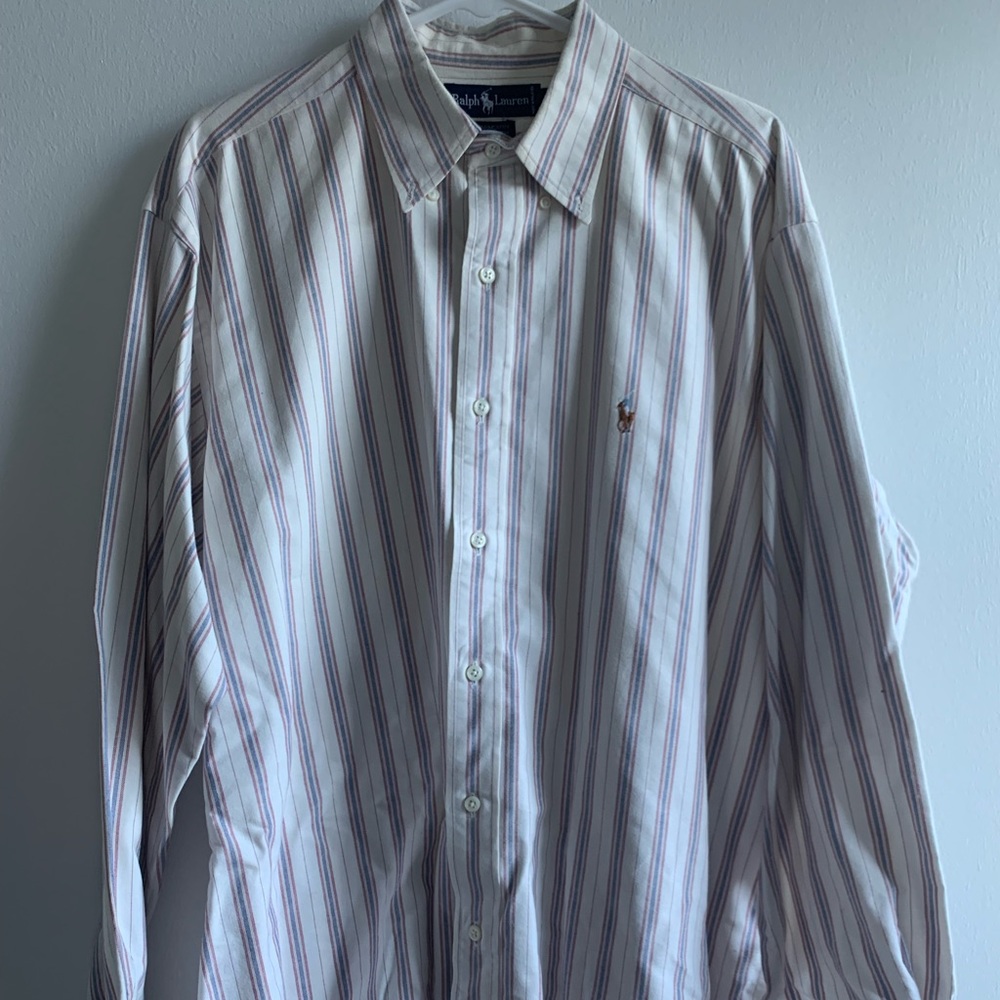 Vintage Polo Ralph Lauren Striped Button Up Down Shirt